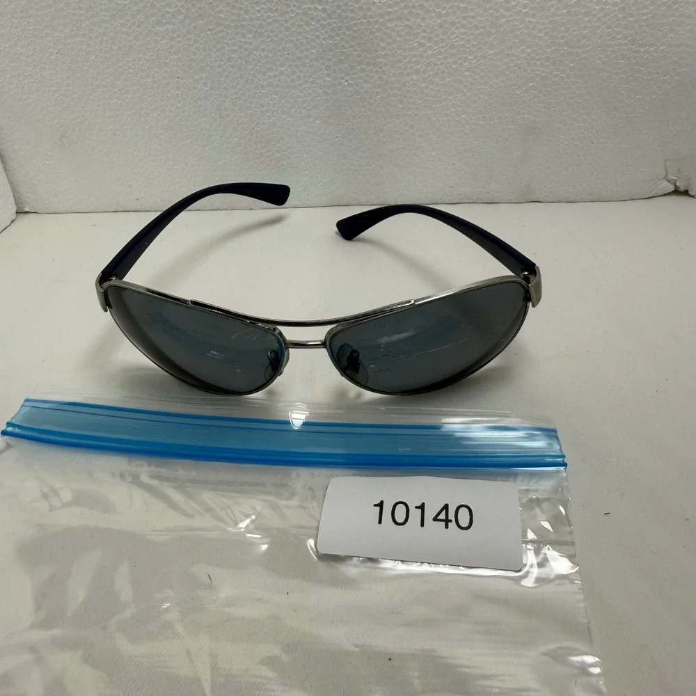 Ray-Ban Frame ONLY‎ Men OS Silver RB3386 Aviator Navy Blue Metal Grey Lens 10140